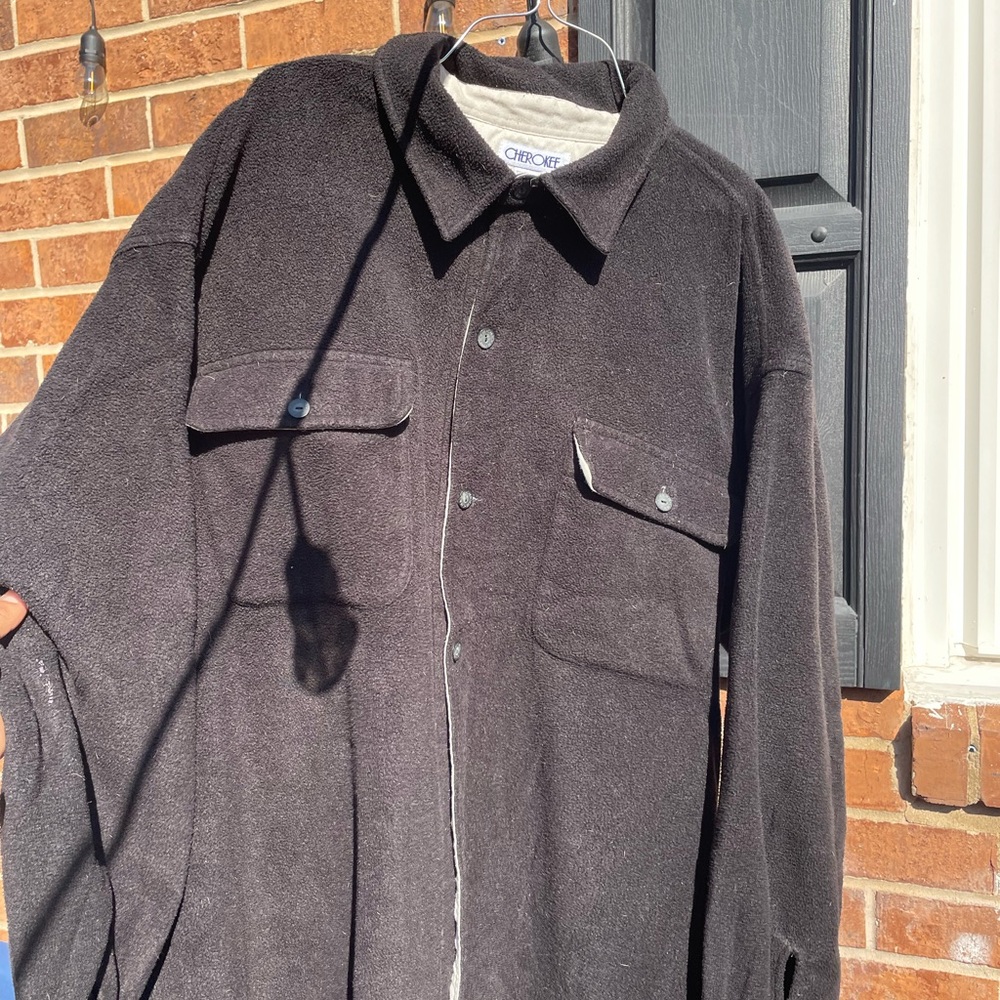 Cherokee Men's XL Black Button Up Fleece Jacket